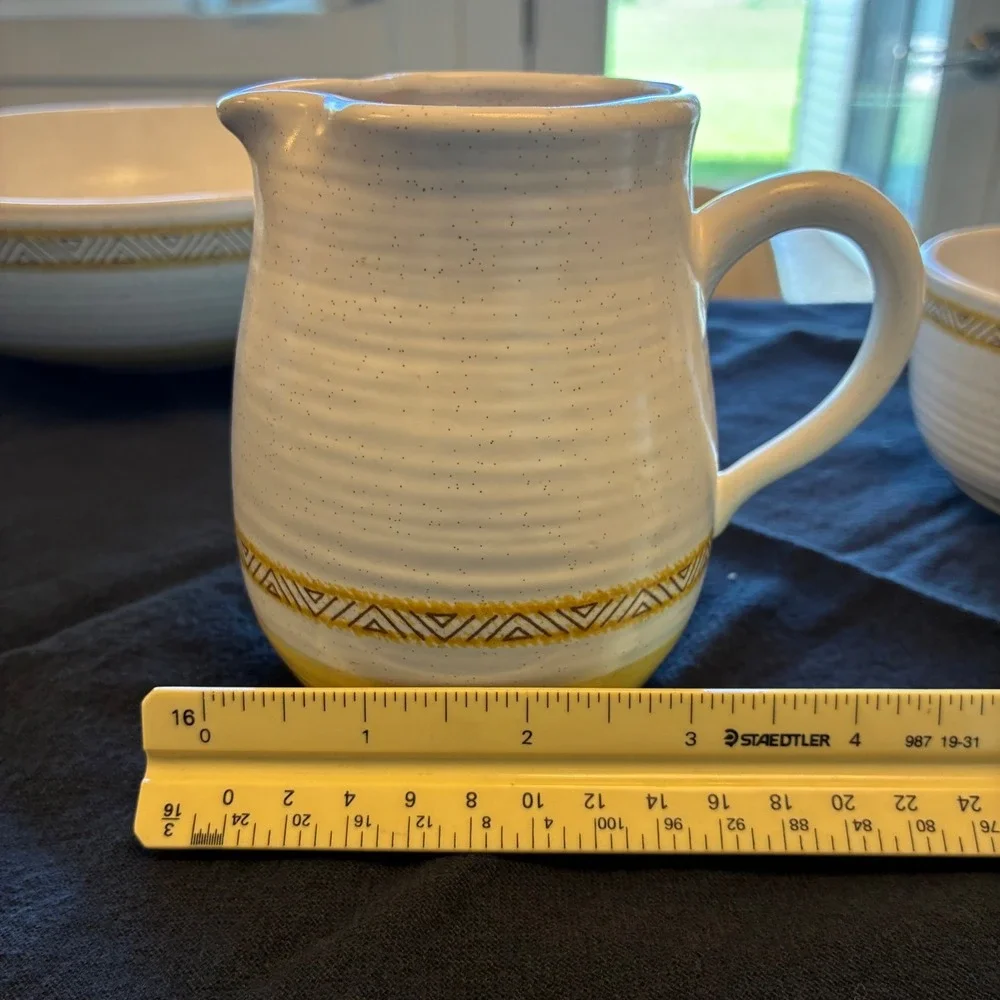 Vintage Franciscan Hacienda Ware Serve Set Gold Yellow Bowl Pitcher Butter 5‎ pc